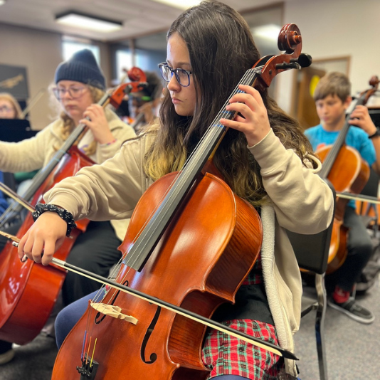  Female student playing cello